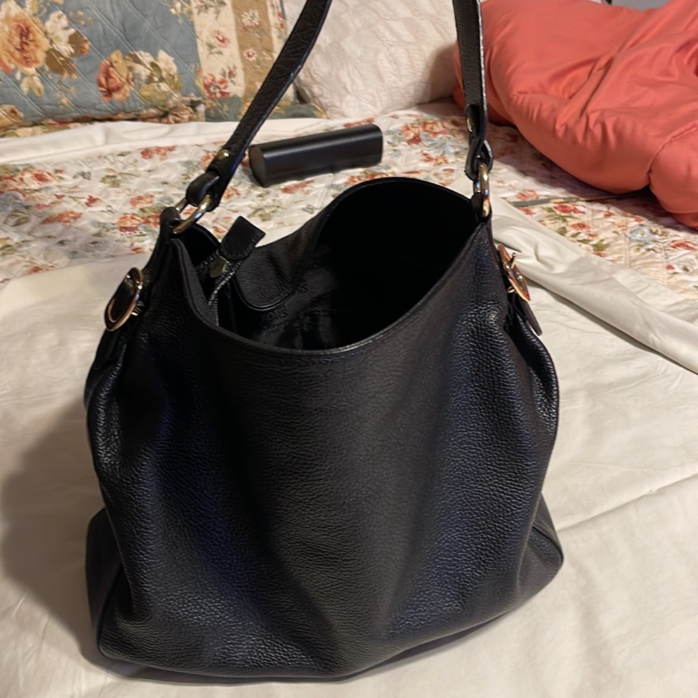 MICHAEL KORS Hudson Black & Gold Pebble Leather Hobo Shoulder Bag - Picture 7 of 7
